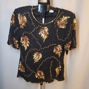 Vintage Silk Sequined Blouse